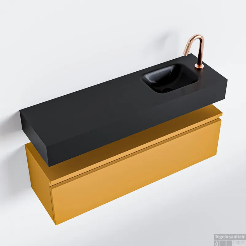 MONDIAZ ANDOR 100cm toiletmeubel ocher. LEX 100cm wastafel urban rechts 1 kraangat Goedkoop