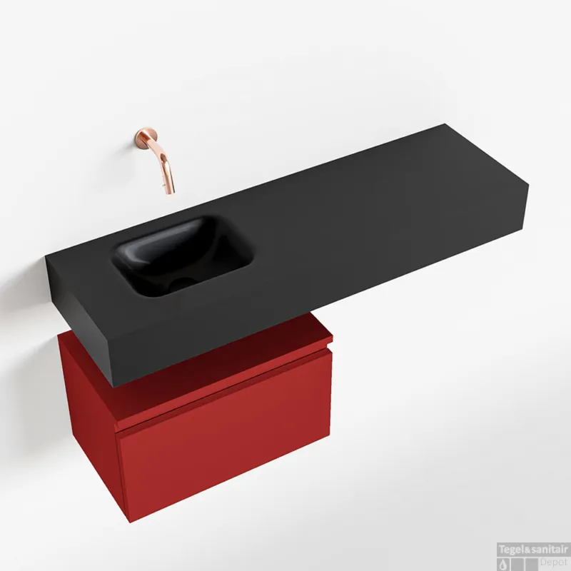 MONDIAZ ANDOR 50cm toiletmeubel fire. LEX 100cm wastafel urban links geen kraangat Hete Deal