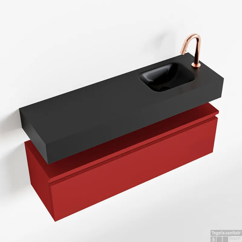 MONDIAZ ANDOR 100cm toiletmeubel fire. LEX 100cm wastafel urban rechts 1 kraangat Superprijs
