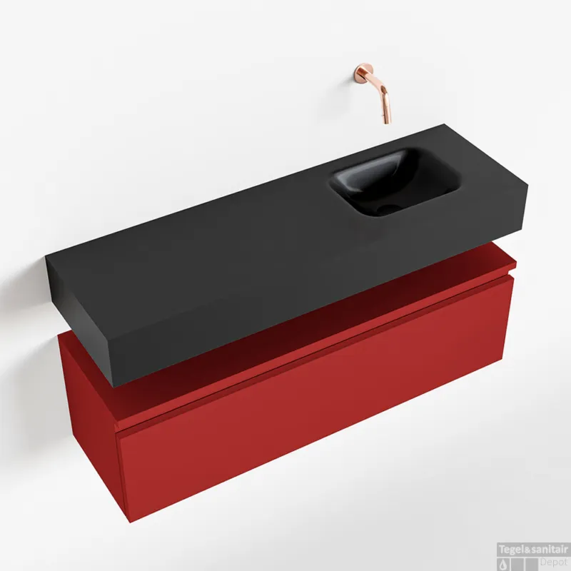 MONDIAZ ANDOR 100cm toiletmeubel fire. LEX 100cm wastafel urban rechts geen kraangat Aanbieding