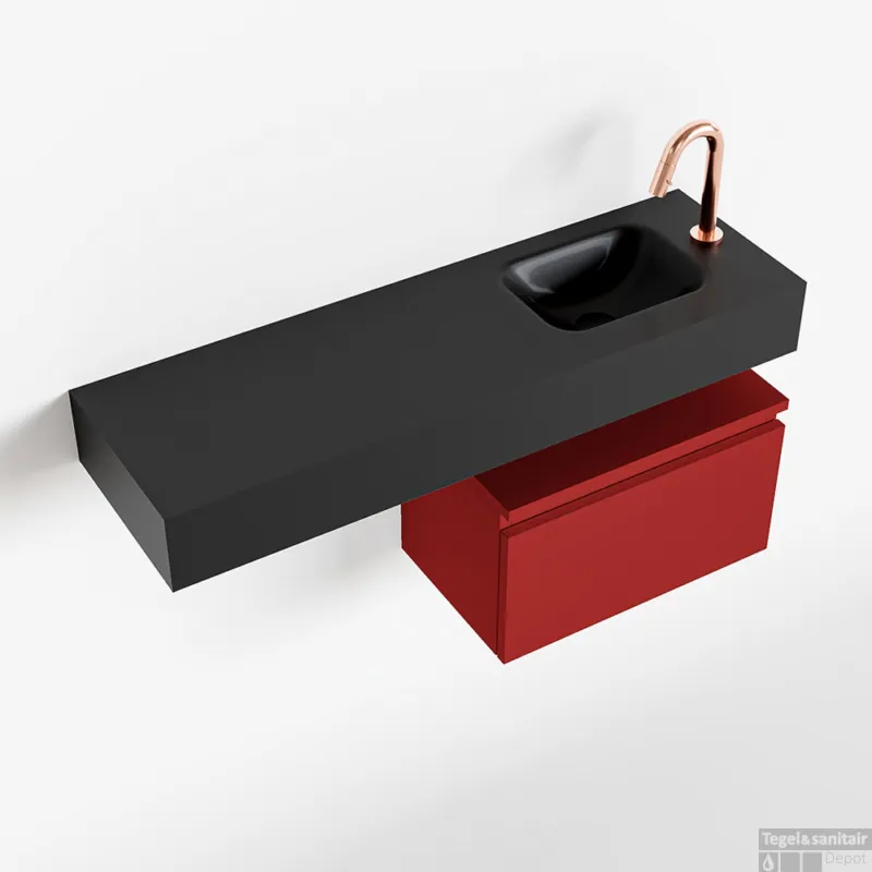 Exclusieve Aanbieding MONDIAZ ANDOR 50cm toiletmeubel fire. LEX 100cm wastafel urban rechts 1 kraangat