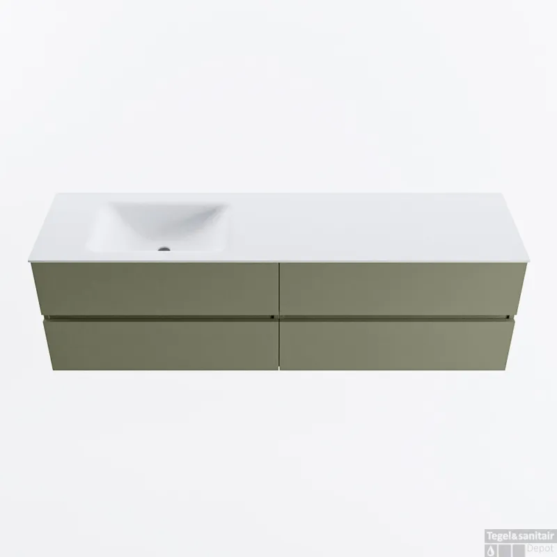 MONDIAZ VICA 170cm badmeubel onderkast Army 4 lades. Wastafel CLOUD links 1 kraangat, kleur Talc. Shop Nu