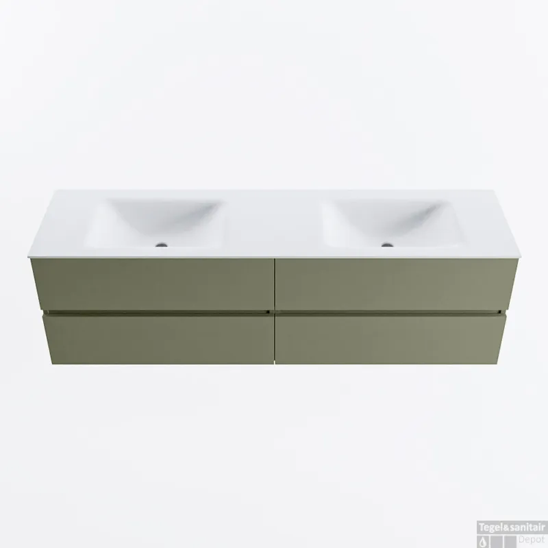 MONDIAZ VICA 170cm badmeubel onderkast Army 4 lades. Wastafel CLOUD dubbel 2 kraangaten, kleur Talc. Shop Nu