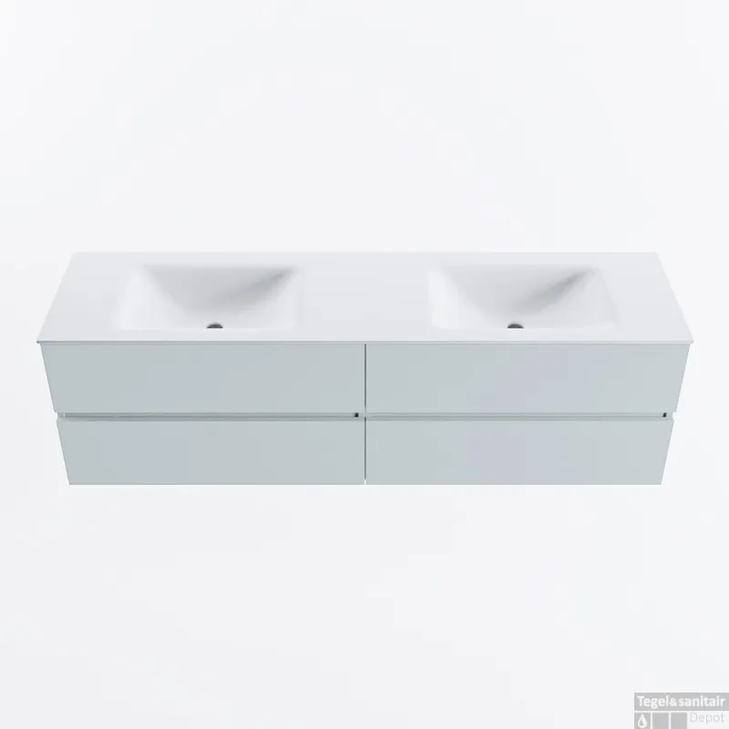 Flitsaanbieding MONDIAZ VICA 170cm badmeubel onderkast Clay 4 lades. Wastafel CLOUD dubbel 2 kraangaten, kleur Talc.