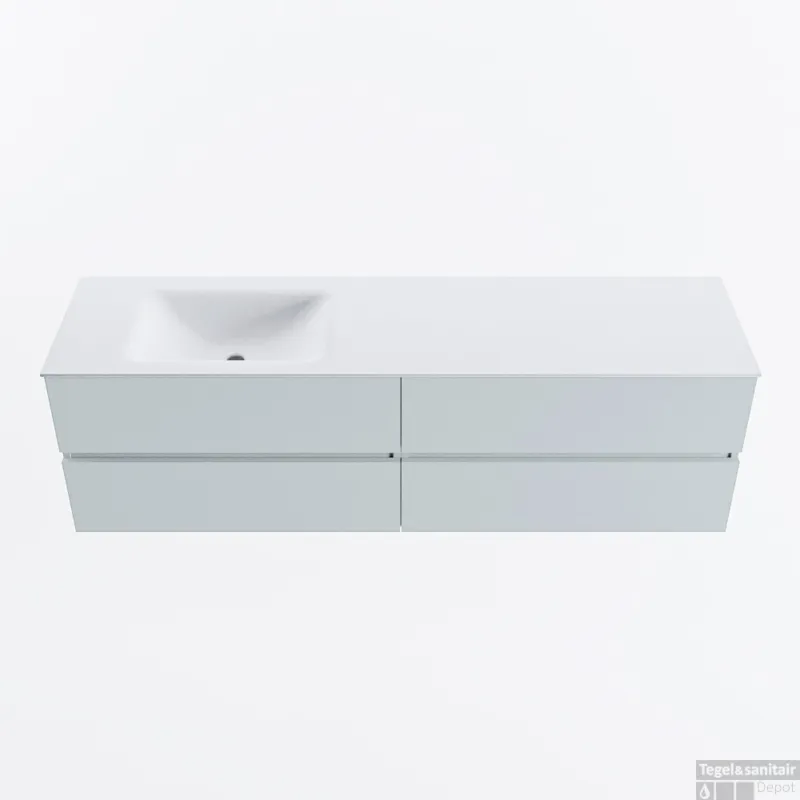 Fabrieksprijs MONDIAZ VICA 170cm badmeubel onderkast Clay 4 lades. Wastafel CLOUD links zonder kraangat, kleur Talc.