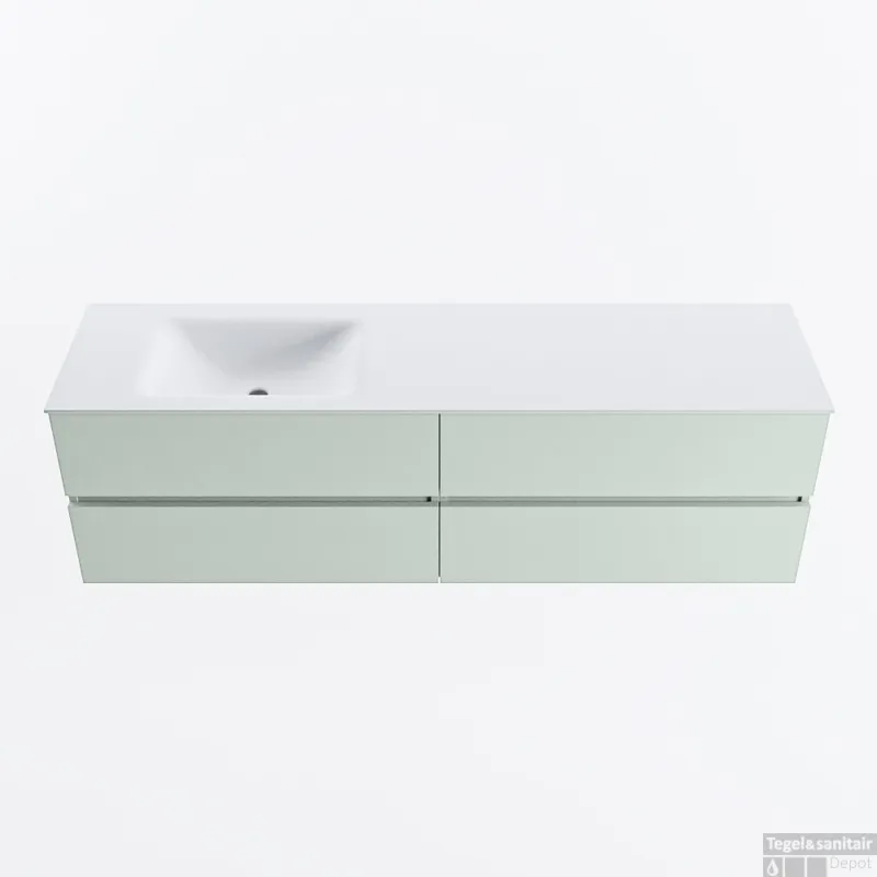 MONDIAZ VICA 170cm badmeubel onderkast Greey 4 lades. Wastafel CLOUD links 1 kraangat, kleur Talc. Superprijs