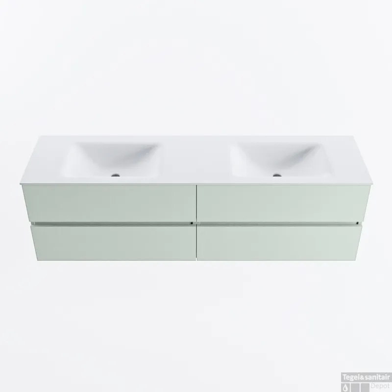 MONDIAZ VICA 170cm badmeubel onderkast Greey 4 lades. Wastafel CLOUD dubbel 2 kraangaten, kleur Talc. Express Levering