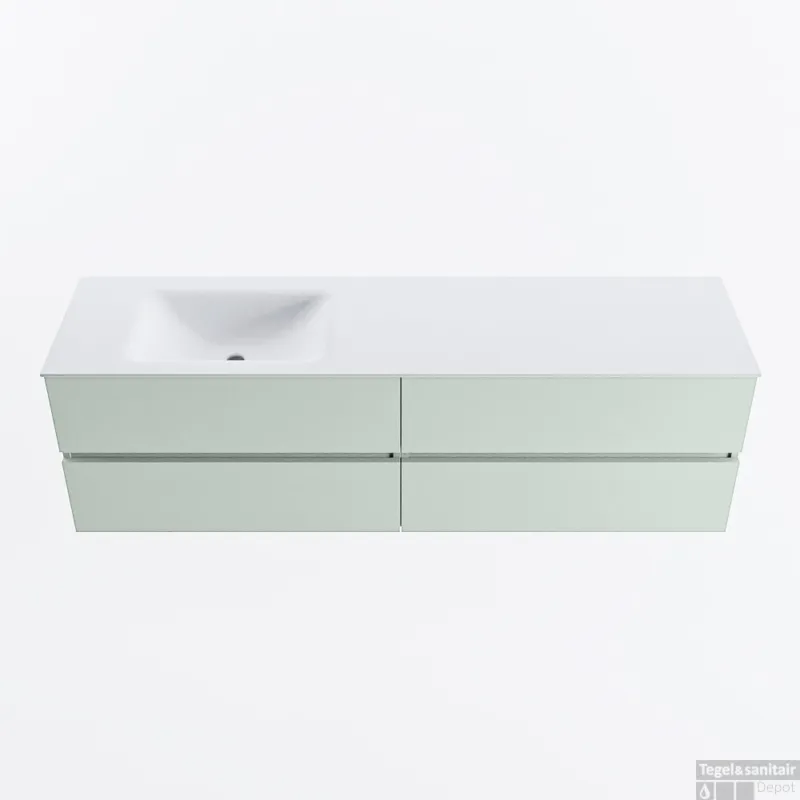 Express Levering MONDIAZ VICA 170cm badmeubel onderkast Greey 4 lades. Wastafel CLOUD links zonder kraangat, kleur Talc.