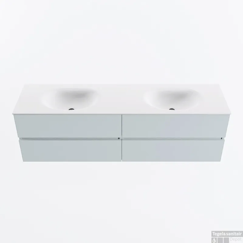 Gratis Retour MONDIAZ VICA 170cm badmeubel onderkast Clay 4 lades. Wastafel MOON dubbel zonder kraangat, kleur Talc.
