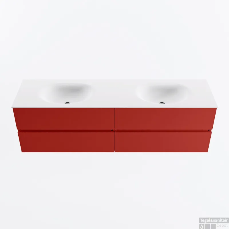 MONDIAZ VICA 170cm badmeubel onderkast Fire 4 lades. Wastafel MOON dubbel 2 kraangaten, kleur Talc. Seizoensaanbieding