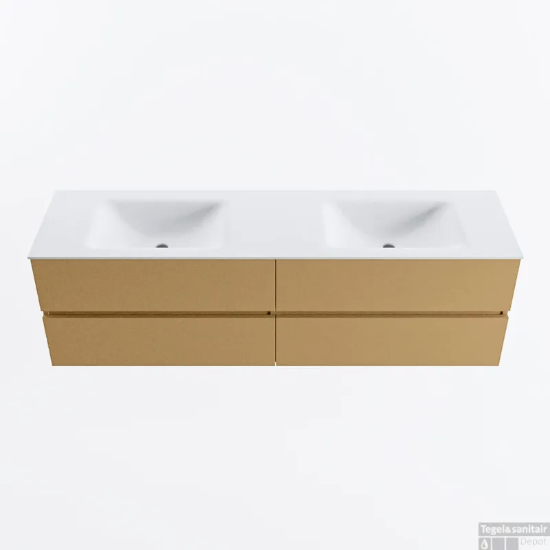 MONDIAZ VICA 170cm badmeubel onderkast Oro 4 lades. Wastafel CLOUD dubbel zonder kraangat, kleur Talc. Hete Deal