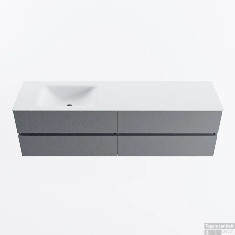 Betrouwbaar MONDIAZ VICA 170cm badmeubel onderkast Plata 4 lades. Wastafel CLOUD links 1 kraangat, kleur Talc.