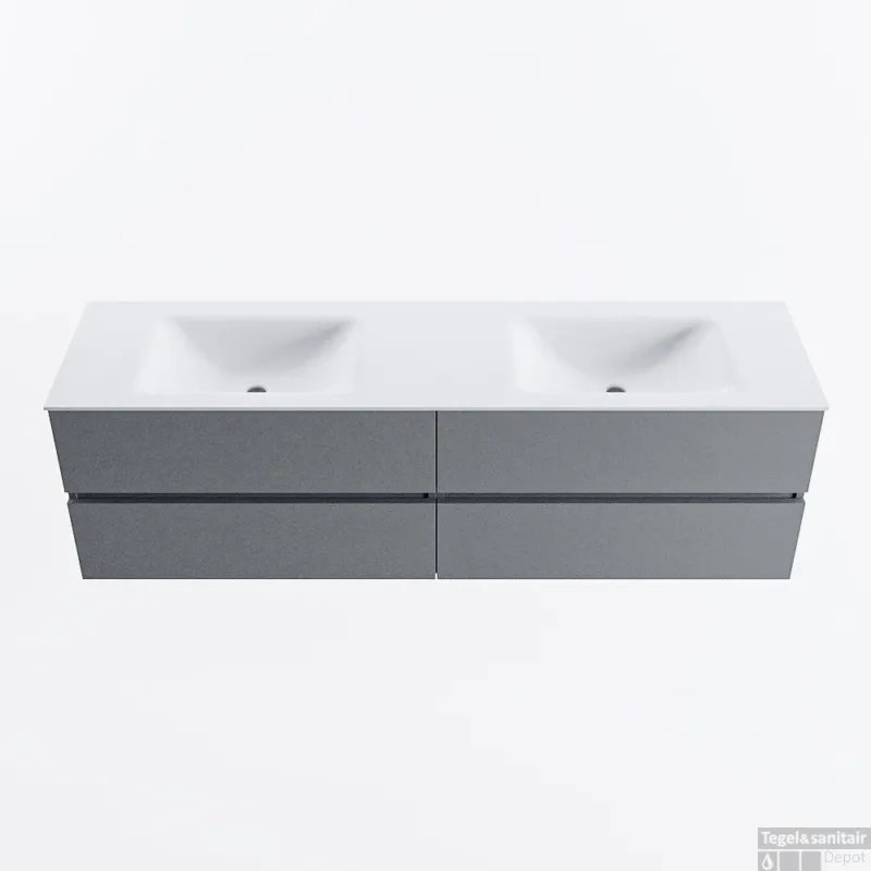 Lage Kosten MONDIAZ VICA 170cm badmeubel onderkast Plata 4 lades. Wastafel CLOUD dubbel 2 kraangaten, kleur Talc.