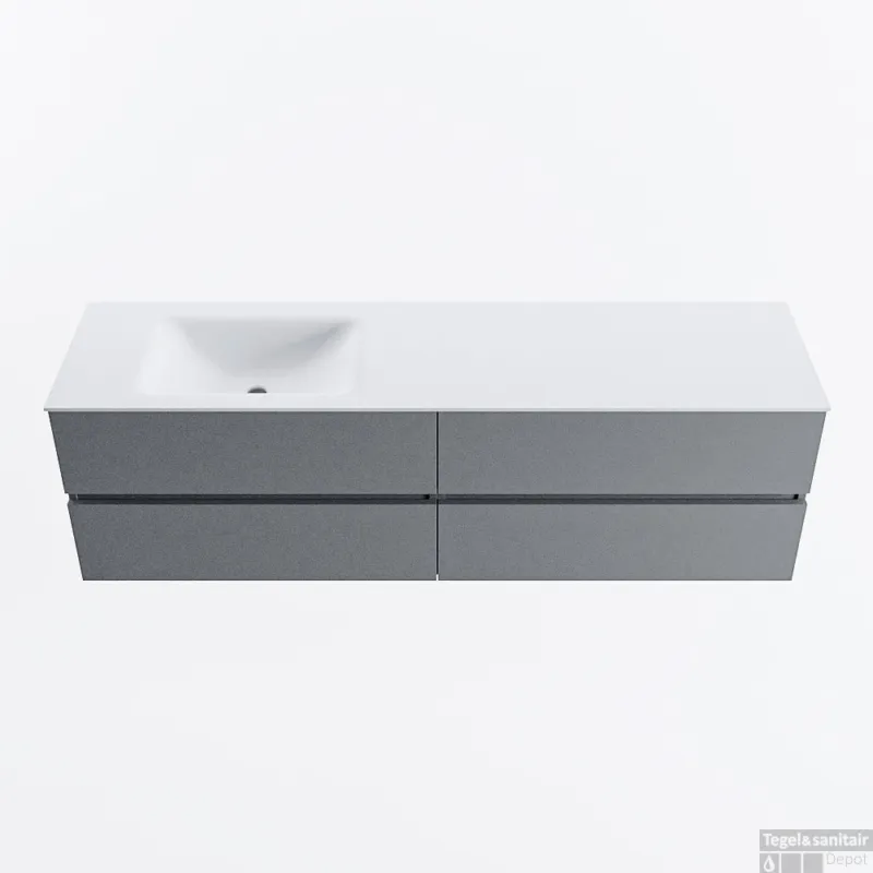 Dagaanbieding MONDIAZ VICA 170cm badmeubel onderkast Plata 4 lades. Wastafel CLOUD links zonder kraangat, kleur Talc.