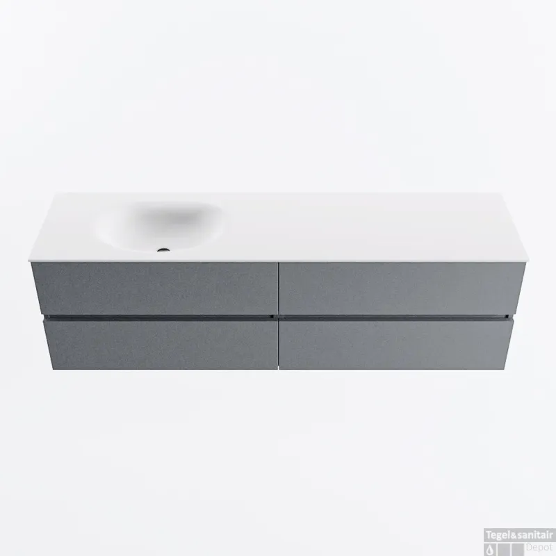 Bestseller MONDIAZ VICA 170cm badmeubel onderkast Plata 4 lades. Wastafel MOON links 1 kraangat, kleur Talc.