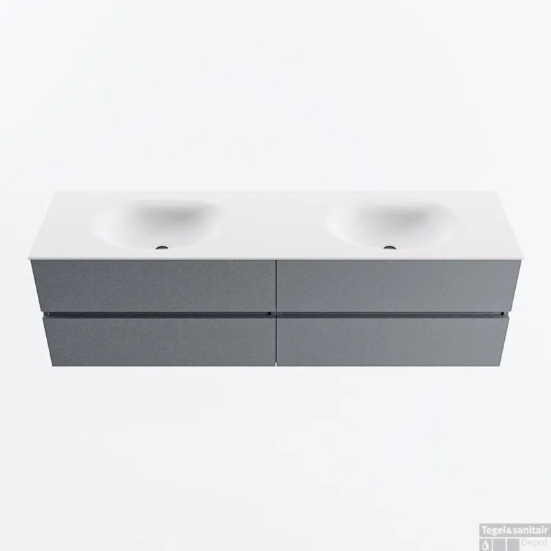 Beste Prijs MONDIAZ VICA 170cm badmeubel onderkast Plata 4 lades. Wastafel MOON dubbel 2 kraangaten, kleur Talc.