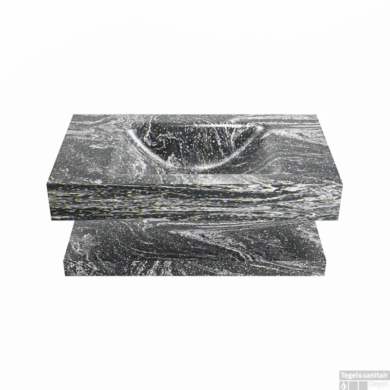 Snelle Levering MONDIAZ ALAN-DLUX 80cm planchet Lava. Vrijhangende wastafel CLOUD midden 1 kraangat, kleur Lava.