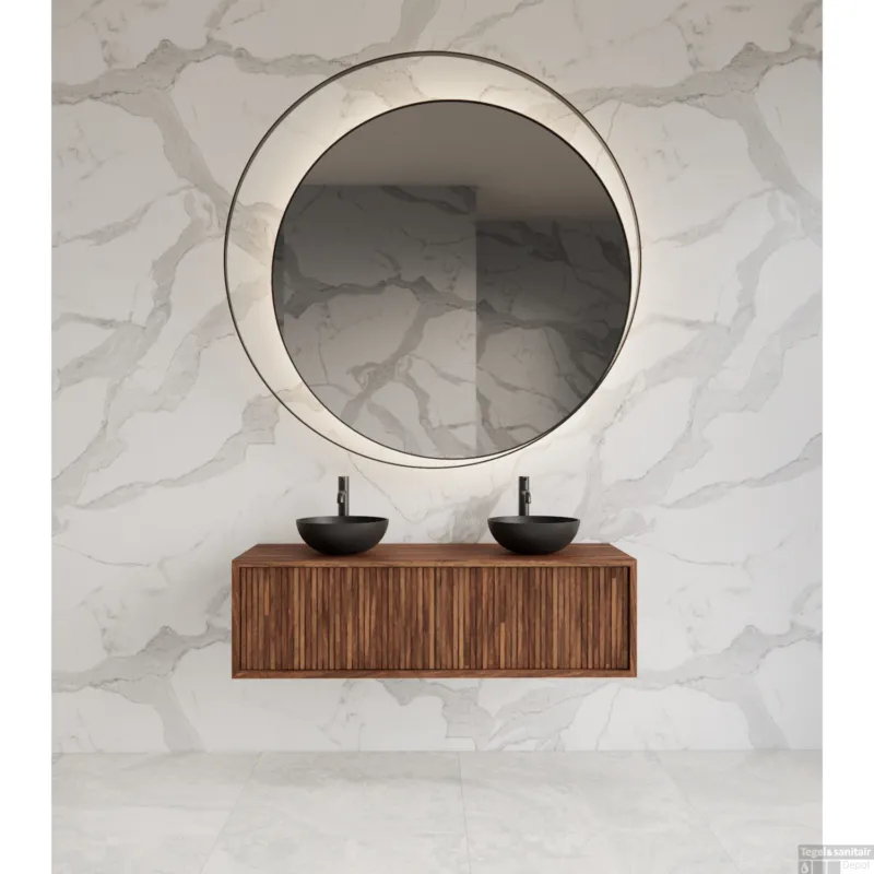 Onderkast Gliss Design Heronimus 120x45x35 cm 2 Laden Met Topplaat Walnut Rechtstreeks Van De Fabrikant