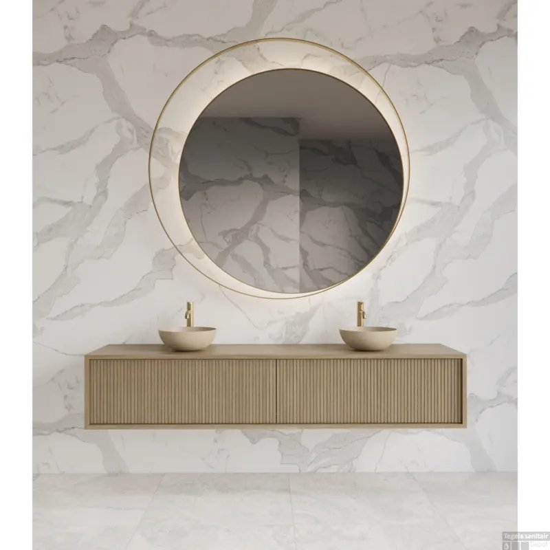 Onderkast Gliss Design Heronimus 180x45x35 cm 2 Laden Met Topplaat Corn Silk Beperkte Voorraad