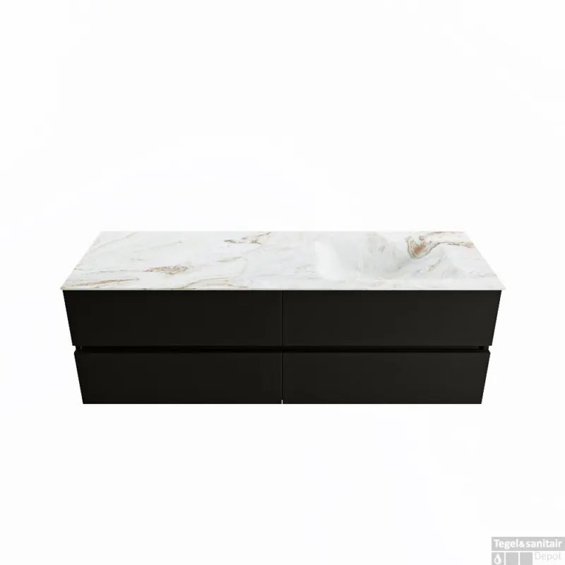 Weekendaanbieding MONDIAZ VICA-DLUX 150cm badmeubel onderkast Urban 4 lades. Inbouw wastafel CLOUD rechts 1 kraangat, kleur Frappe.