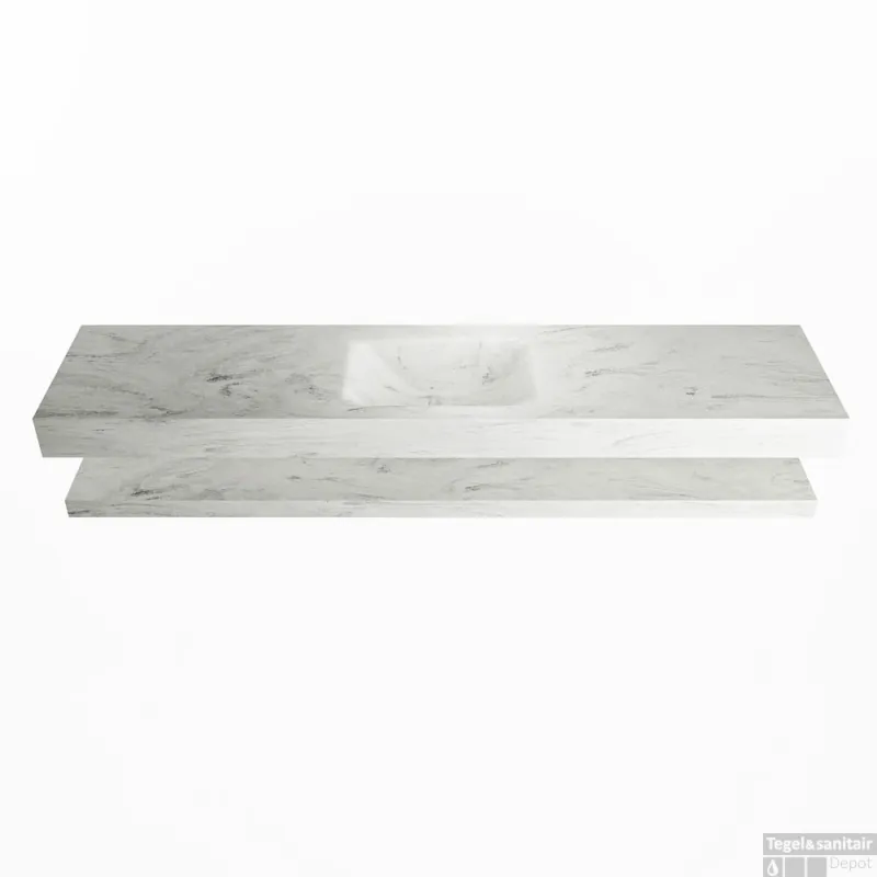 MONDIAZ ALAN-DLUX 200cm planchet Opalo. Vrijhangende wastafel CLOUD midden 1 kraangat, kleur Opalo. Beperkt Aanbod