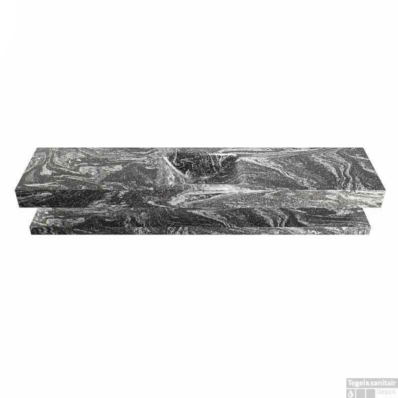 MONDIAZ ALAN-DLUX 200cm planchet Lava. Vrijhangende wastafel CLOUD midden zonder kraangat, kleur Lava. Direct Verzonden