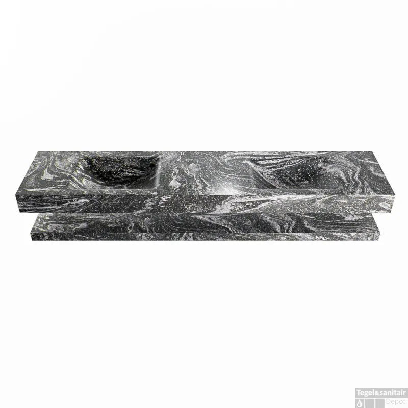 Laatste Versie MONDIAZ ALAN-DLUX 200cm planchet Lava. Vrijhangende wastafel CLOUD dubbel zonder kraangat, kleur Lava.