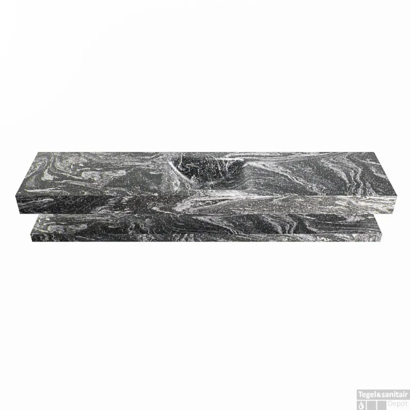Korting MONDIAZ ALAN-DLUX 200cm planchet Lava. Vrijhangende wastafel CLOUD midden 1 kraangat, kleur Lava.