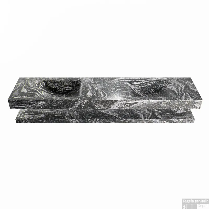 MONDIAZ ALAN-DLUX 200cm planchet Lava. Vrijhangende wastafel CLOUD dubbel 2 kraangaten, kleur Lava. Koop Online