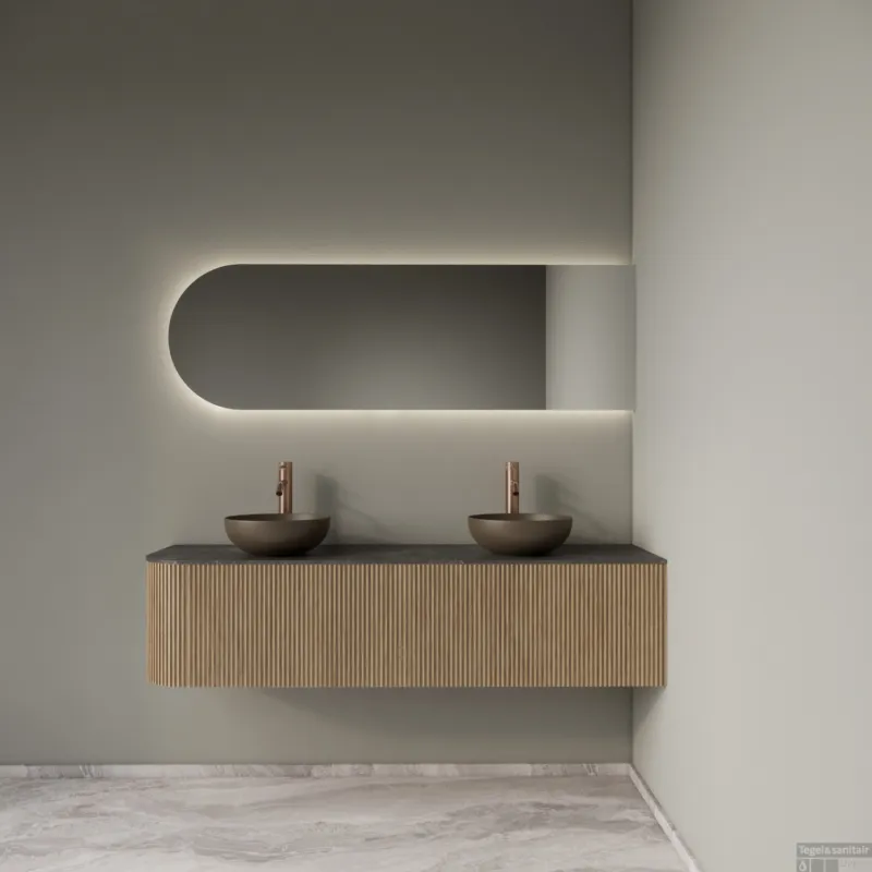 Badkamermeubelset Gliss Design Alluro 160 cm Rechts Mist Gecertificeerd