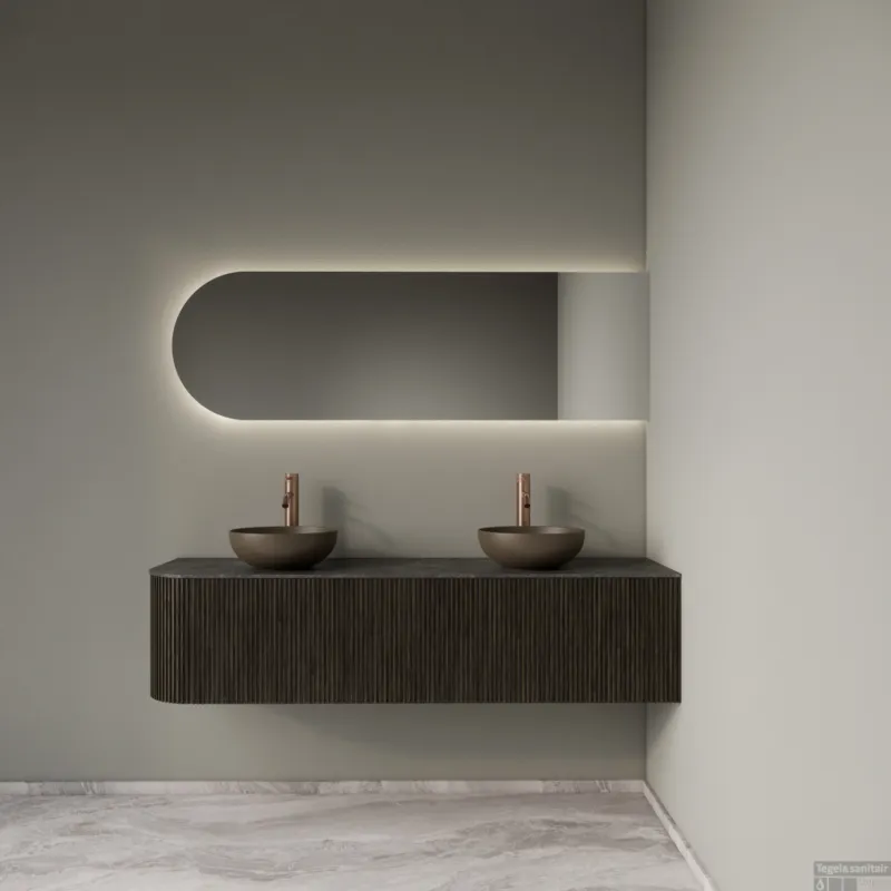 Direct Beschikbaar Badkamermeubelset Gliss Design Alluro 160 cm Rechts Charcoal