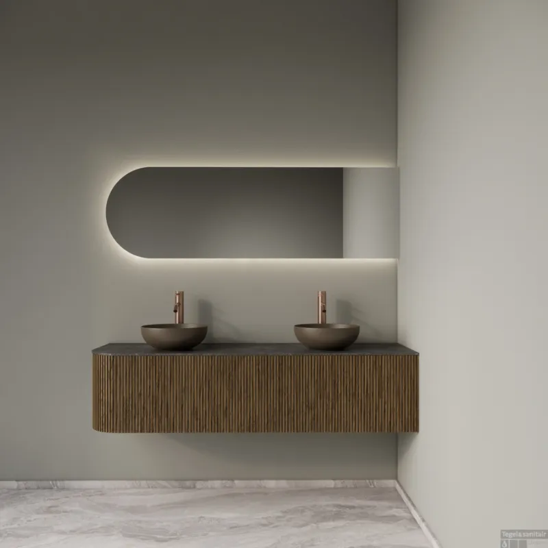 Badkamermeubelset Gliss Design Alluro 160 cm Rechts Castle Brown Flitsaanbieding