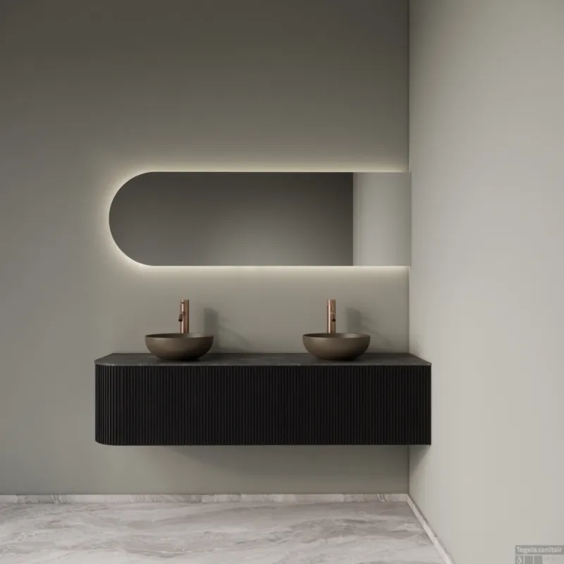 Bestseller Badkamermeubelset Gliss Design Alluro 160 cm Rechts Black Veneer