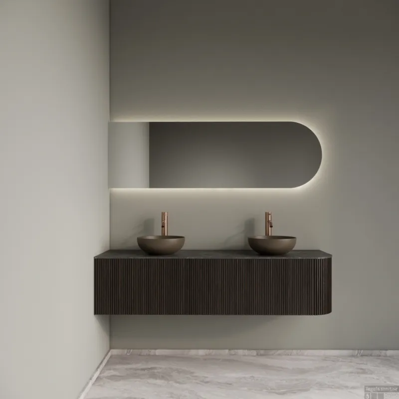 Badkamermeubelset Gliss Design Alluro 160 cm Links Ebony Finale Uitverkoop
