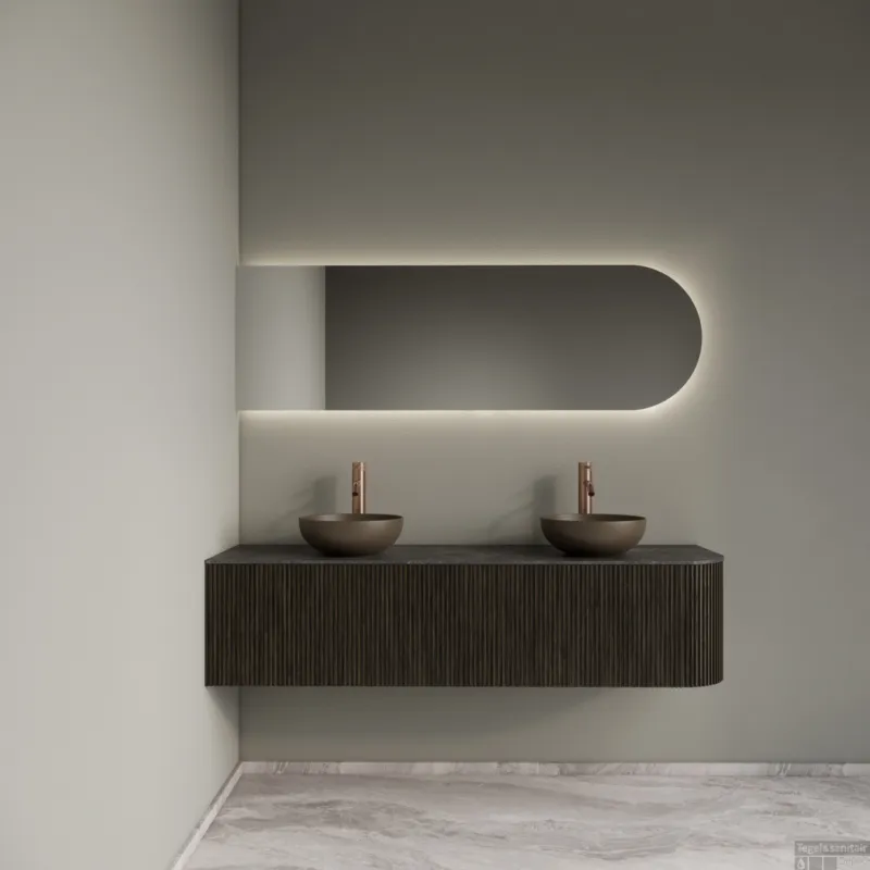 Direct Beschikbaar Badkamermeubelset Gliss Design Alluro 160 cm Links Charcoal