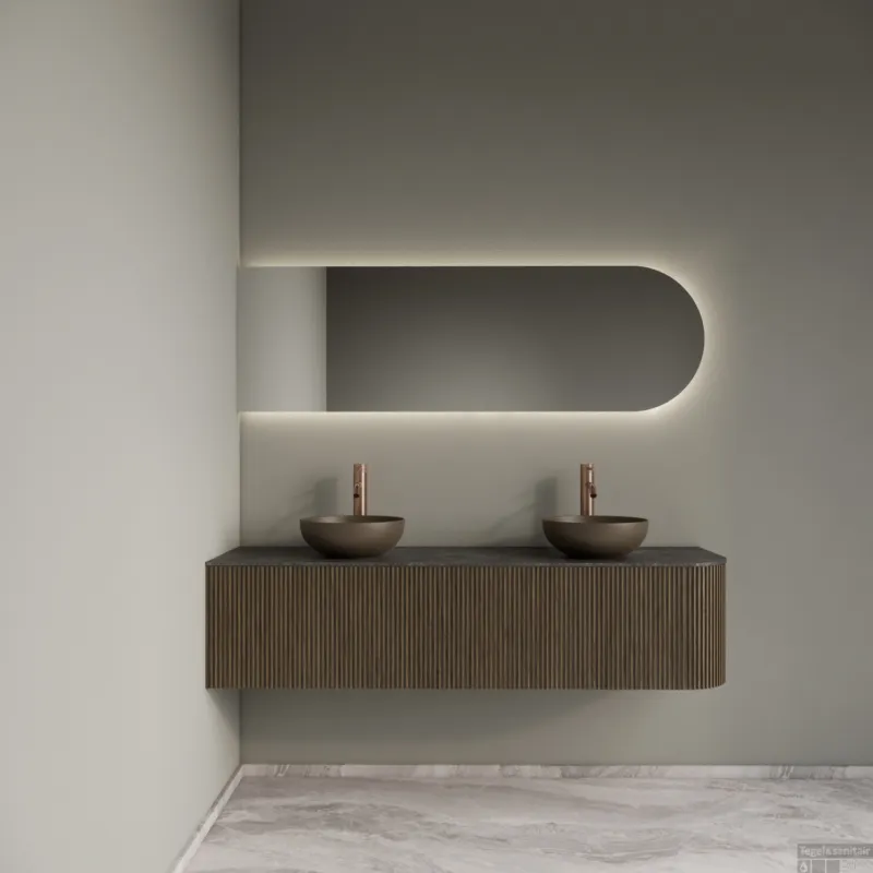 Koopje Badkamermeubelset Gliss Design Alluro 160 cm Links Ash Grey