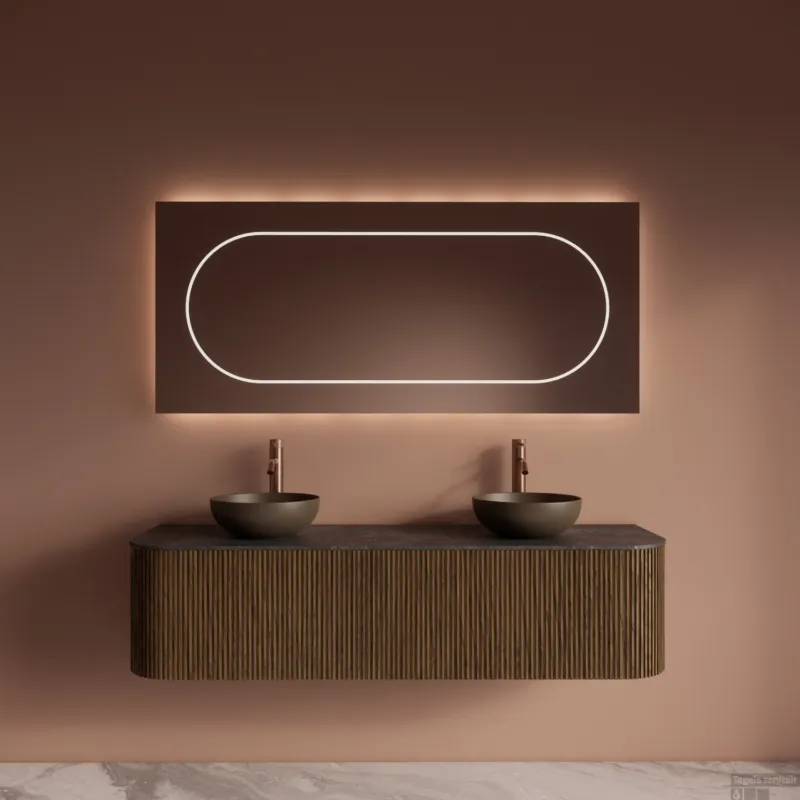 Direct Beschikbaar Badkamermeubelset Gliss Design Alluro 160 cm Castle Brown