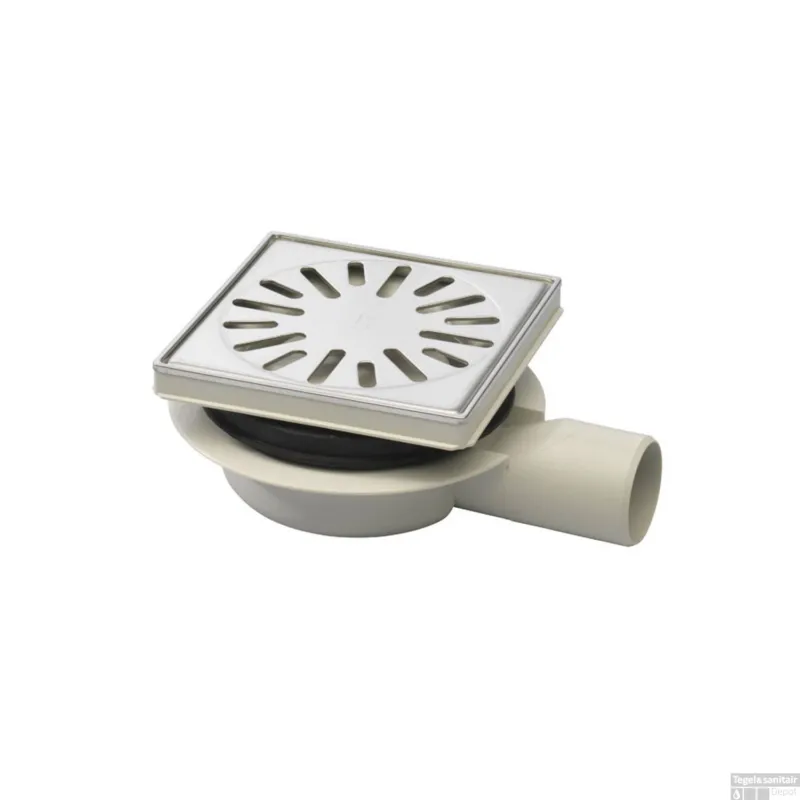 Lage Prijs Doucheput Aquaberg ABS Vloerput ABS Opzetstuk RVS Sierrand Zijuitlaat 50mm Verstelbaar 146x146mm PPC Reukafsluiter