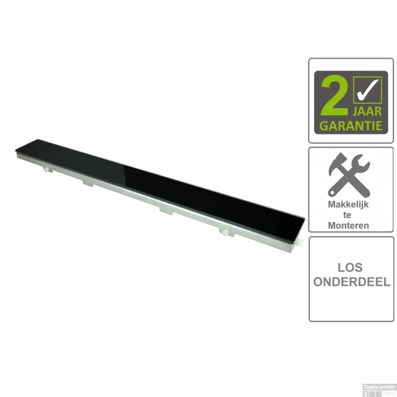 Dagaanbieding BWS Glasrooster Tbv RVS Douchegoot 100x7 cm Zwart