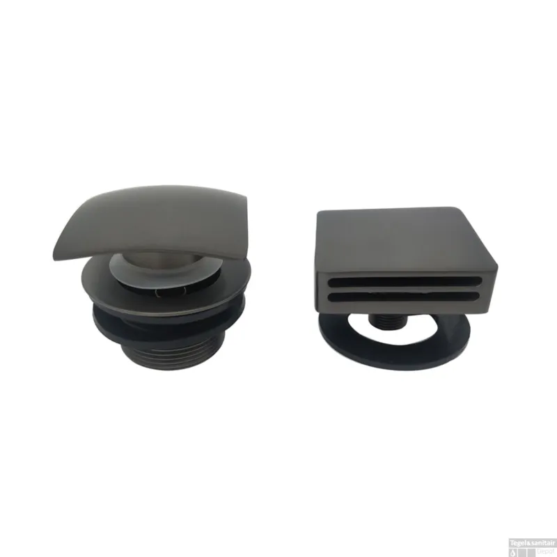 Badafvoerplug Afbouwdeel Set Boss Wessing tbv Badoverloopcombinatie Met Vulfunctie Vierkant Gunmetal Populair