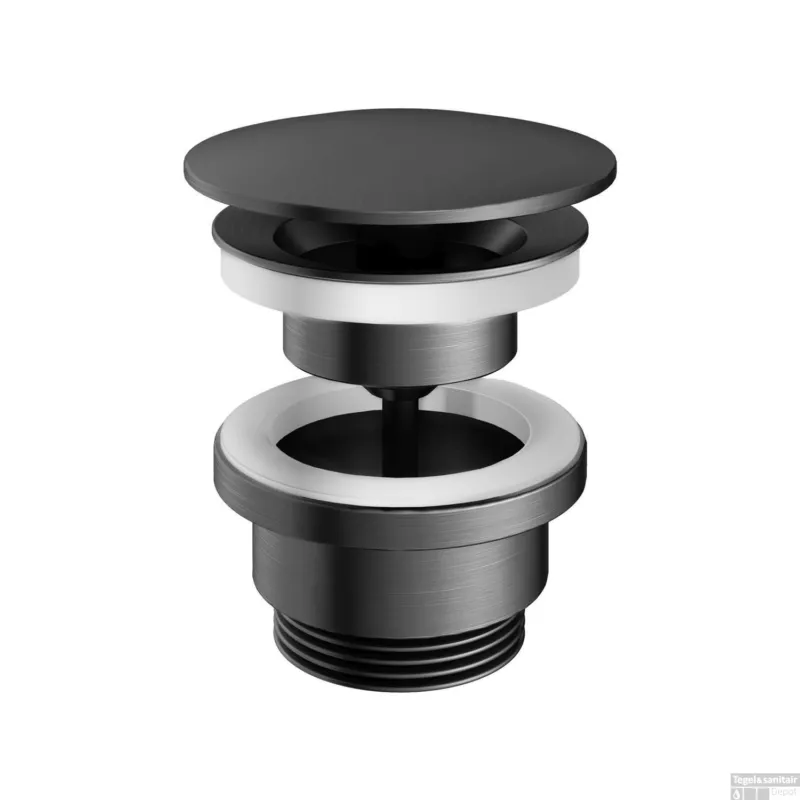 Afvoerplug Hotbath Gal Always-Open met Schroef Rond Geborsteld Gunmetal PVD Gecertificeerd