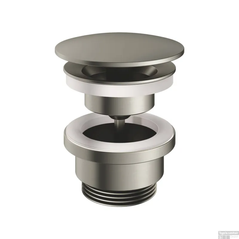 Afvoerplug Hotbath Gal Always-Open met Schroef Rond Geborsteld Nikkel PVD Lage Kosten