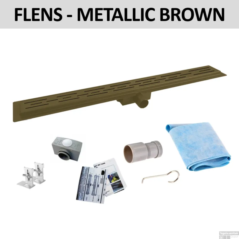 Alleen Vandaag Douchegoot Flens BWS Met Uitneembaar Sifon 80 cm Mat Metallic Brown OP=OP