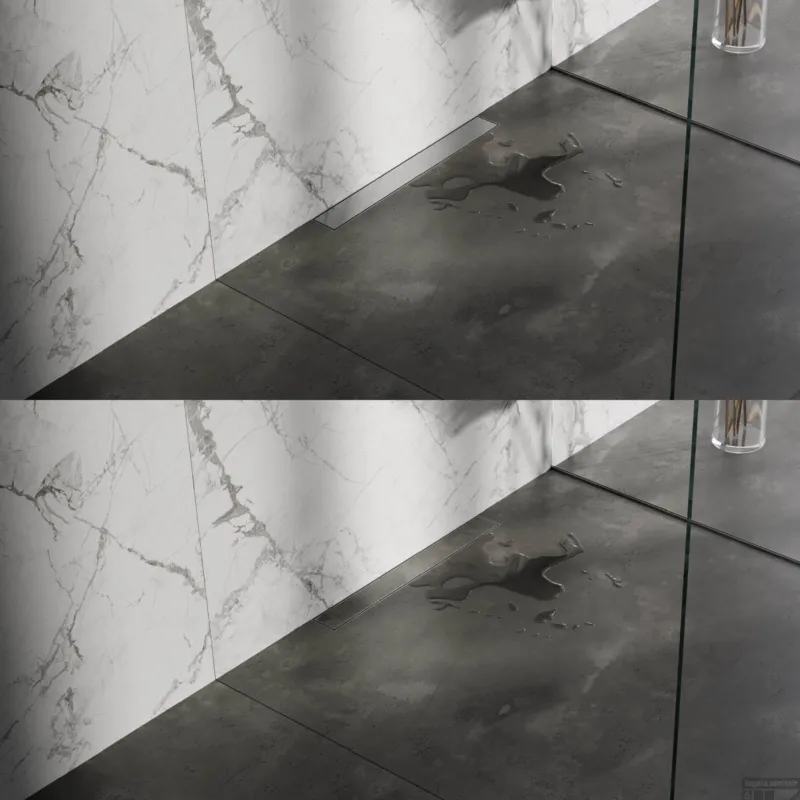 Douchegoot Brauer Geborsteld RVS Muur Montage Inclusief Vloerflens 50x7 cm Zero Tegelinlegrooster Omkeerbaar Gereduceerde Prijs