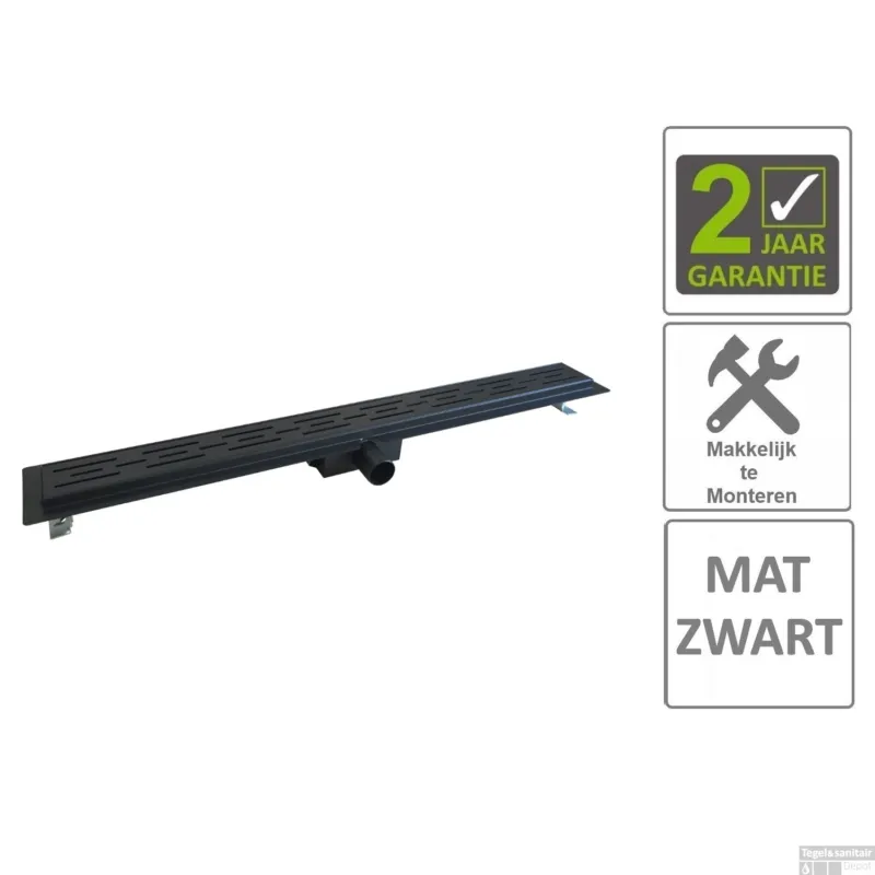 BWS Douchegoot Flens Met Uitneembaar Sifon 100x7x6.7cm RVS Mat Zwart Laatste Versie