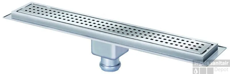 Berg Van Den Douchegoot 60 Cm. Met Flens Onder Uitlaat 50 Mm. Rvs Nieuw