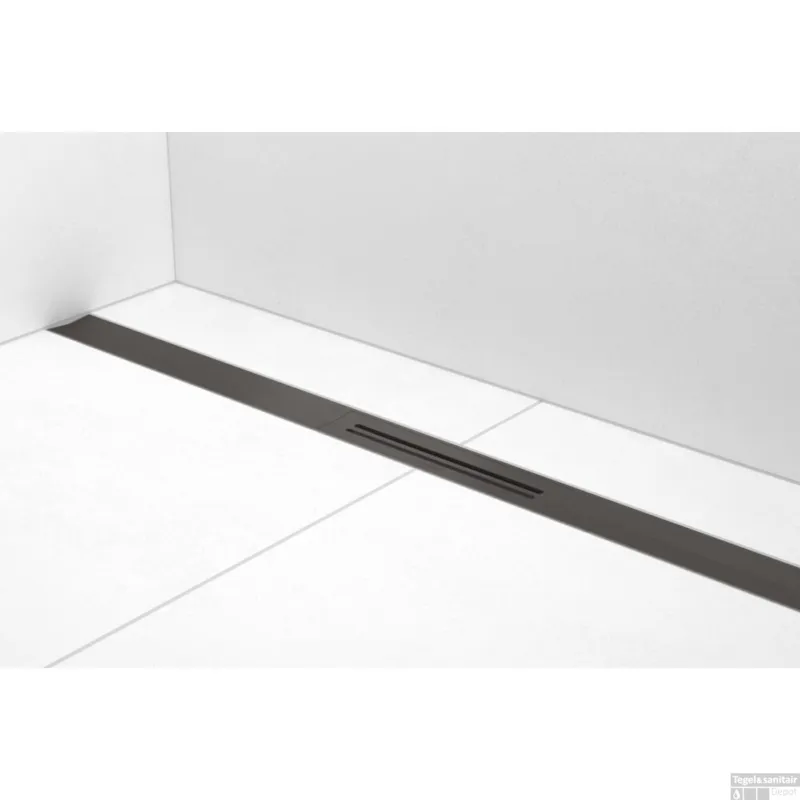 Populair Douchegoot Easy Drain R-Line Clean Brushed Black Chrome (Alle Maten)