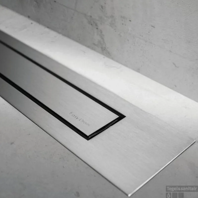 Easy Drain Compact Modulo Design Douchegoot 80 Cm. Rooster Z4 Waterslot 30 Mm. Rvs Geborsteld Op = Op