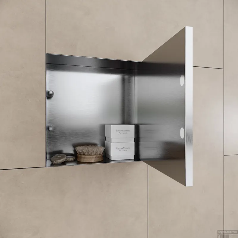 Exclusieve Aanbieding Inbouwnis Betegelbaar BWS Alfie 30x30 Geborsteld Staal