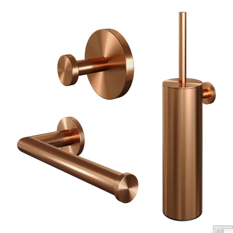 Toiletaccessoire Set Brauer Copper 3-in-1 met PVD coating Geborsteld Koper Fabrieksprijs